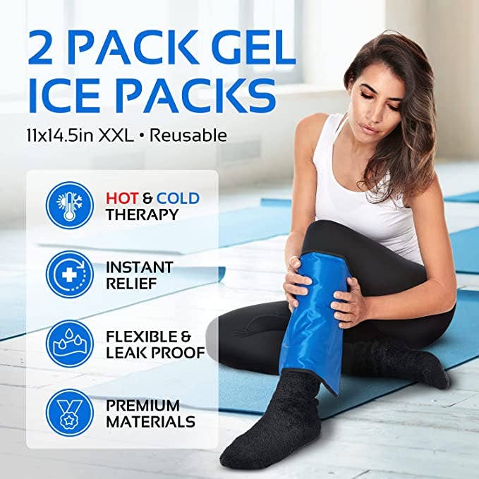 2 Pack XXL Reusable Hot and Cold Gel Ice Packs for Injuries 11x14.5 in - Purses & Pearls