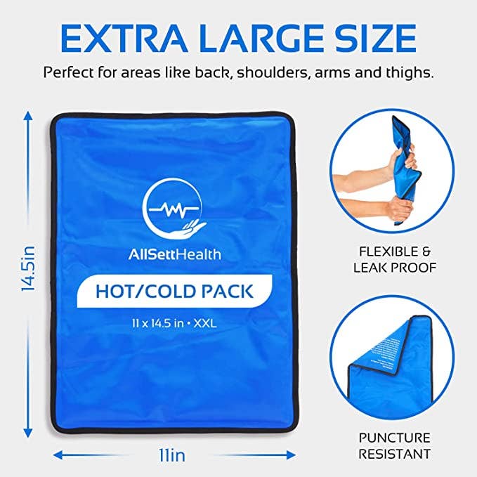 2 Pack XXL Reusable Hot and Cold Gel Ice Packs for Injuries 11x14.5 in - Purses & Pearls