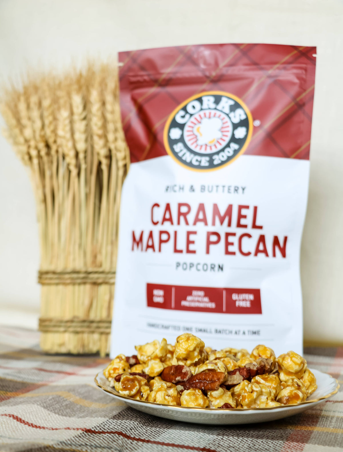 Corks Popcorn - Rich and Buttery Caramel Maple Pecan Popcorn - 8.0oz