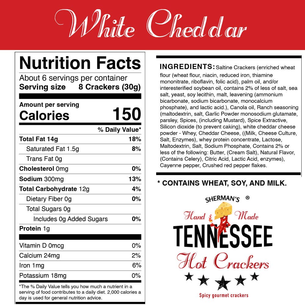 Tennessee Hot Crackers, White Cheddar Flavor