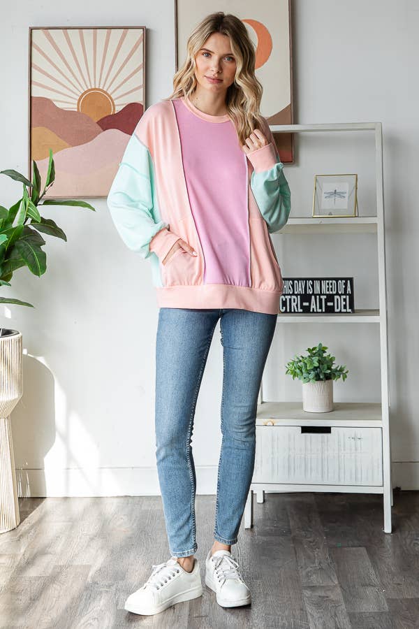 7th Ray - Color Blocked Top - Purses & Pearls