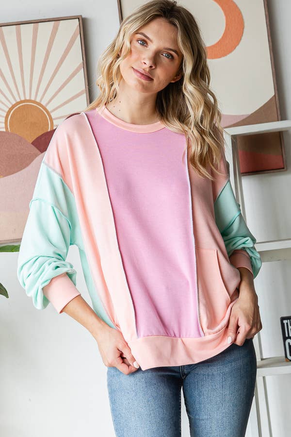 7th Ray - Color Blocked Top - Purses & Pearls