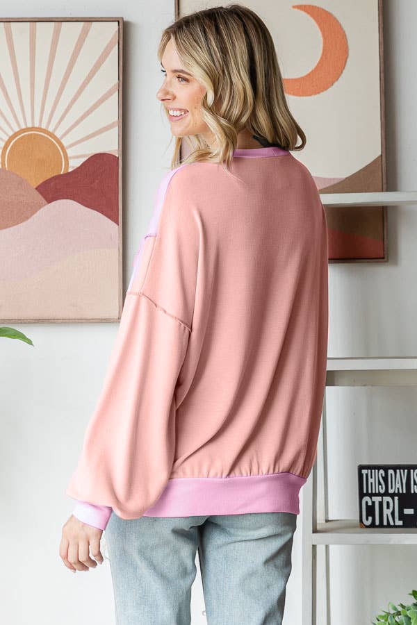 7th Ray - Color Blocked Top - Purses & Pearls