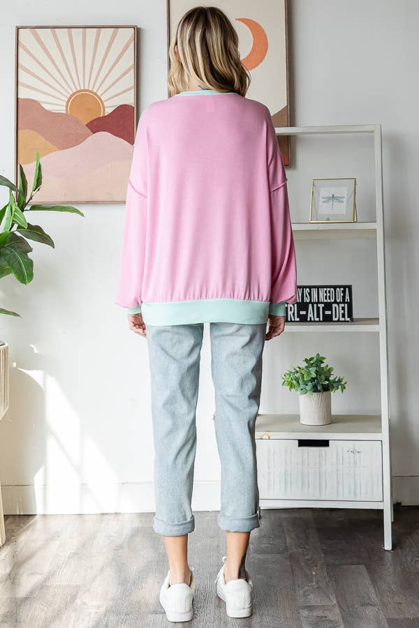 7th Ray - Color Blocked Top - Purses & Pearls