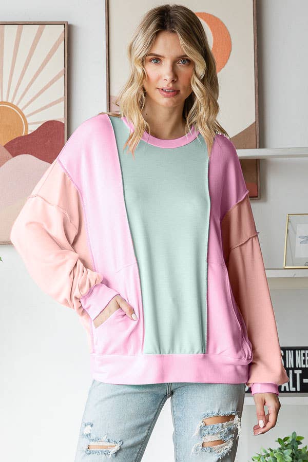 7th Ray - Color Blocked Top - Purses & Pearls