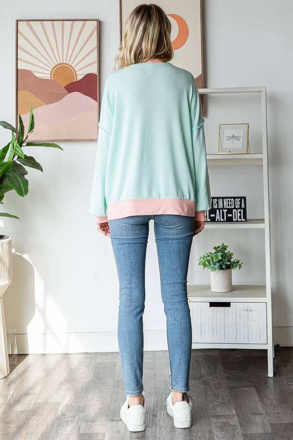 7th Ray - Color Blocked Top - Purses & Pearls