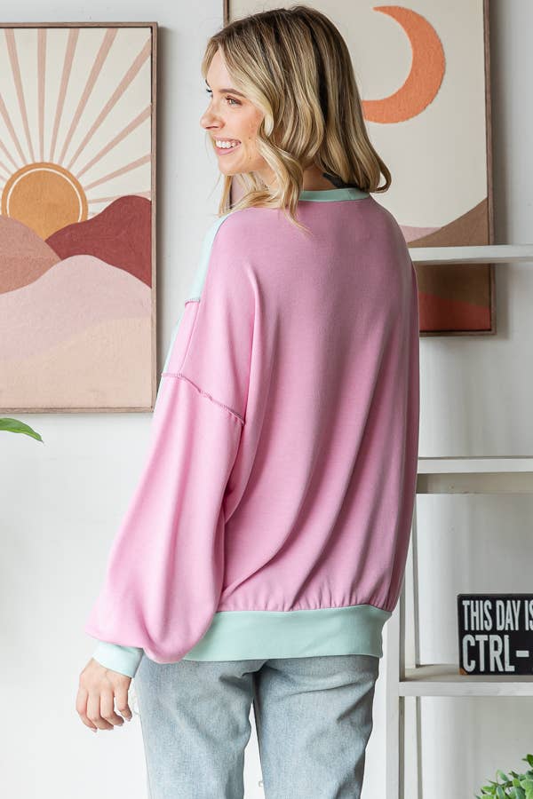 7th Ray - Color Blocked Top - Purses & Pearls