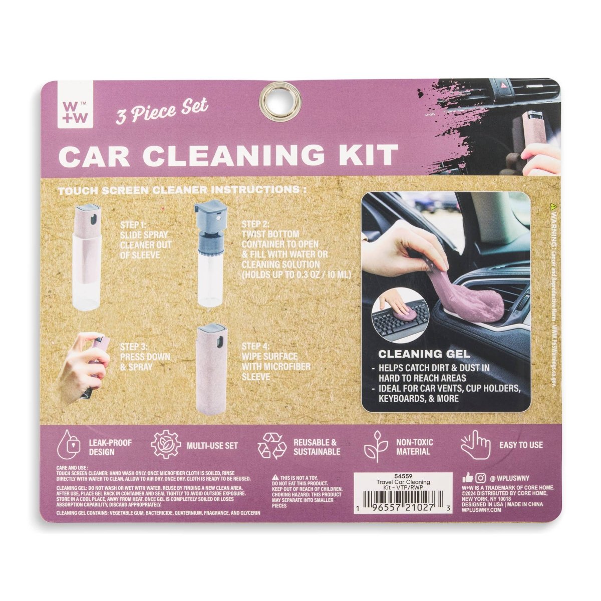 Core Home - Travel Car Cleaning Kit - Pink - Purses & Pearls