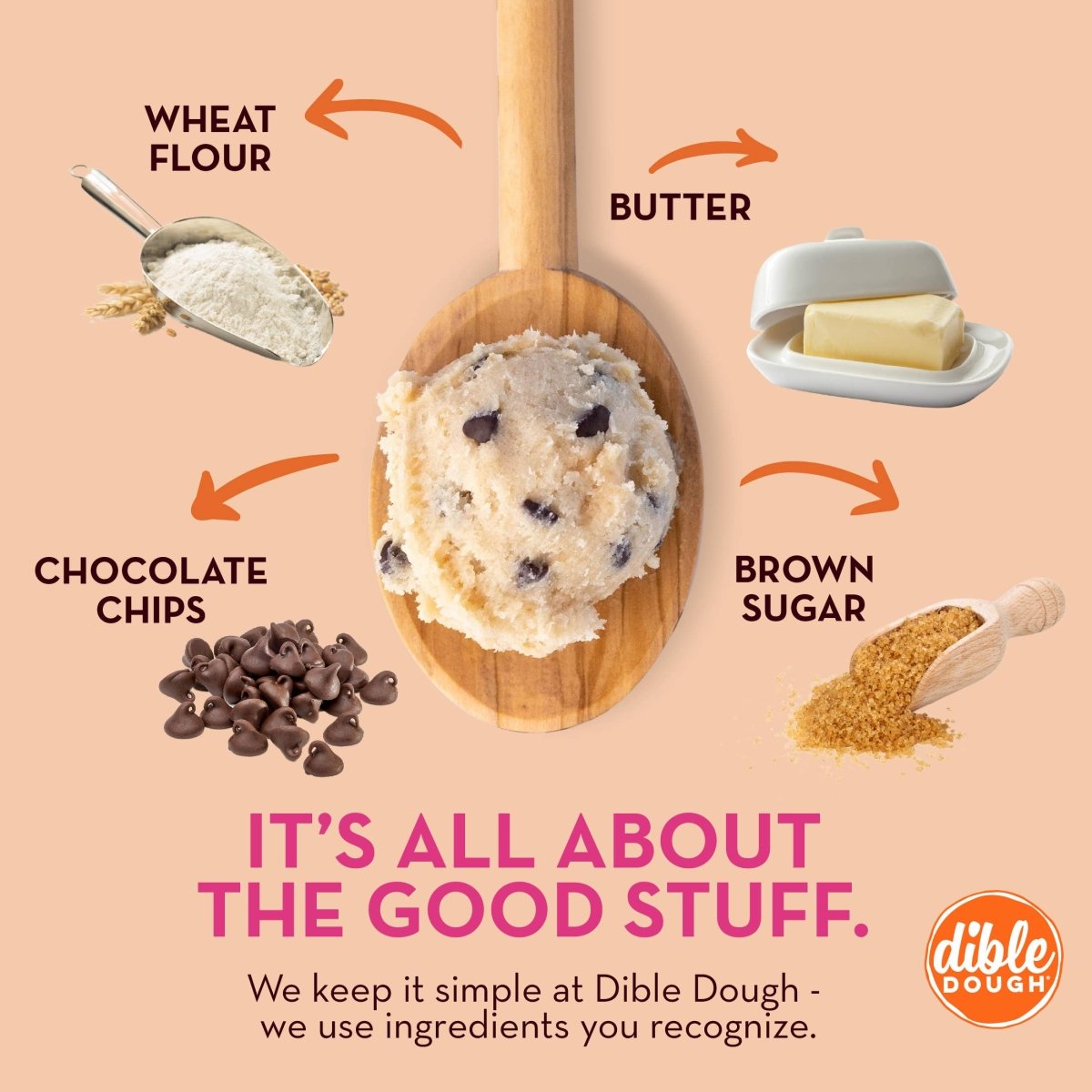 Dible Dough, LLC - Chocolate Chip Cookie Dough Bar - Purses & Pearls