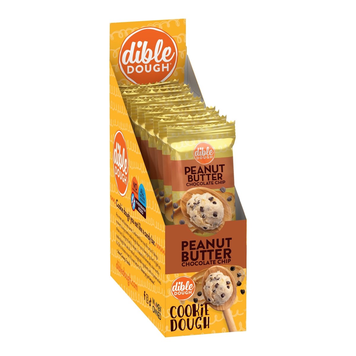 Dible Dough, LLC - Peanut Butter with Chocolate Chips Cookie Dough Bar - Purses & Pearls