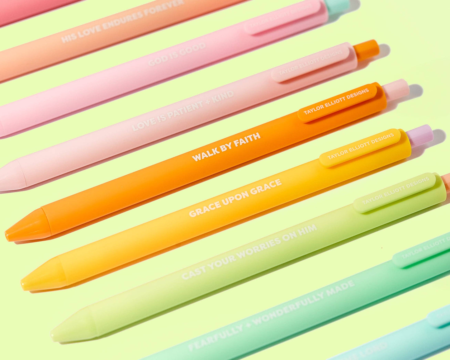 Taylor Elliott Designs - Gel Pen Set - Motivational - Faith - Asst Colors - 10 Pc Set