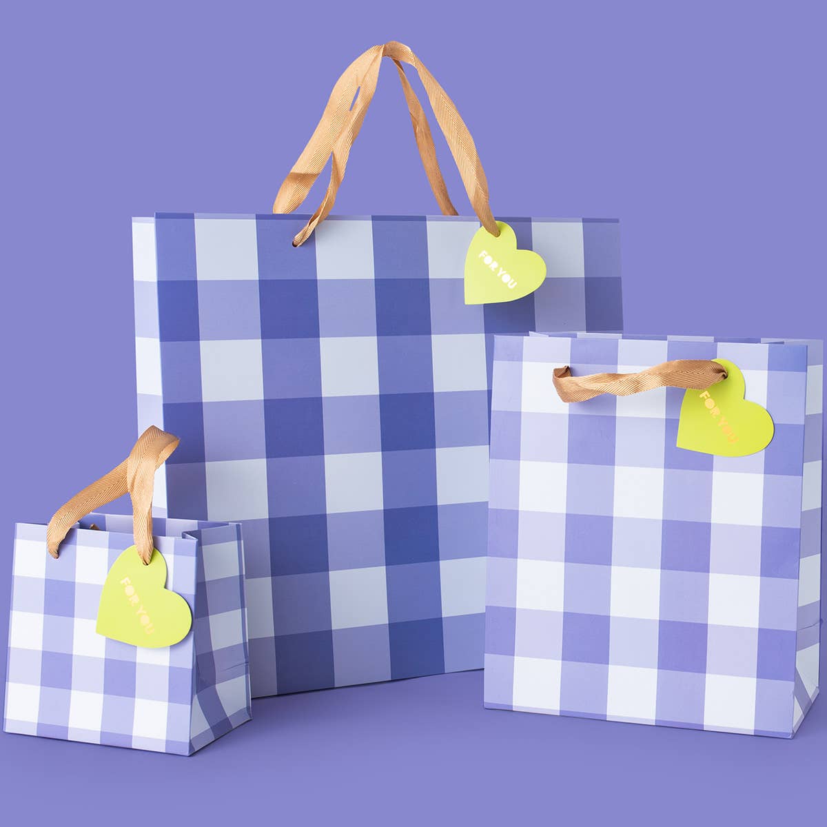 Gift Bags - Blue Gingham - Assorted Sizes to Choose From - Purses & Pearls