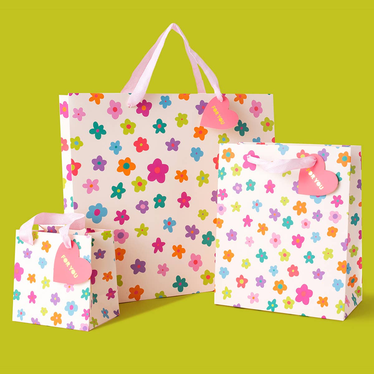 Gift Bags - Happy Flowers - Assorted Sizes to Choose From - Purses & Pearls