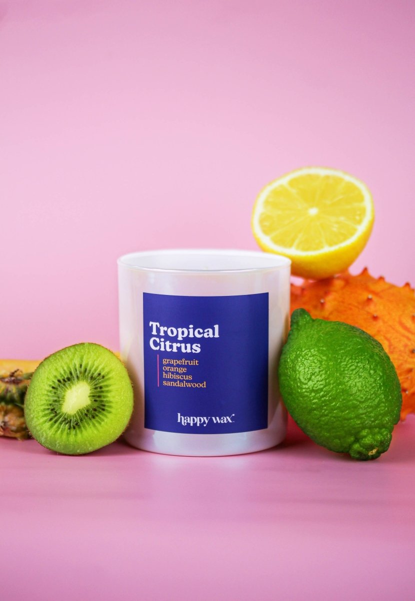 Happy Wax - Tropical Citrus Single Wick Candle - Purses & Pearls