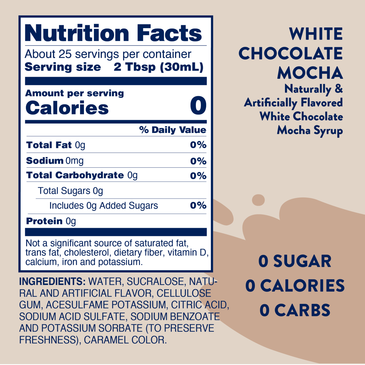 Jordan's Skinny Mixes - Sugar Free White Chocolate Mocha Syrup - Purses & Pearls