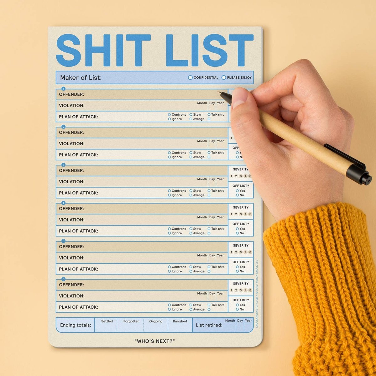 Knock Knock - Shit List Pad (Pastel Version) - Purses & Pearls