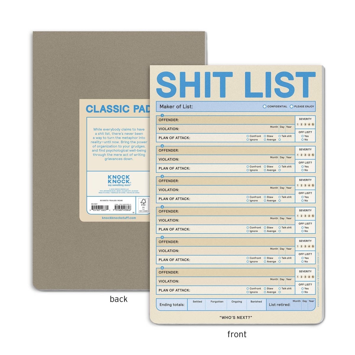 Knock Knock - Shit List Pad (Pastel Version) - Purses & Pearls