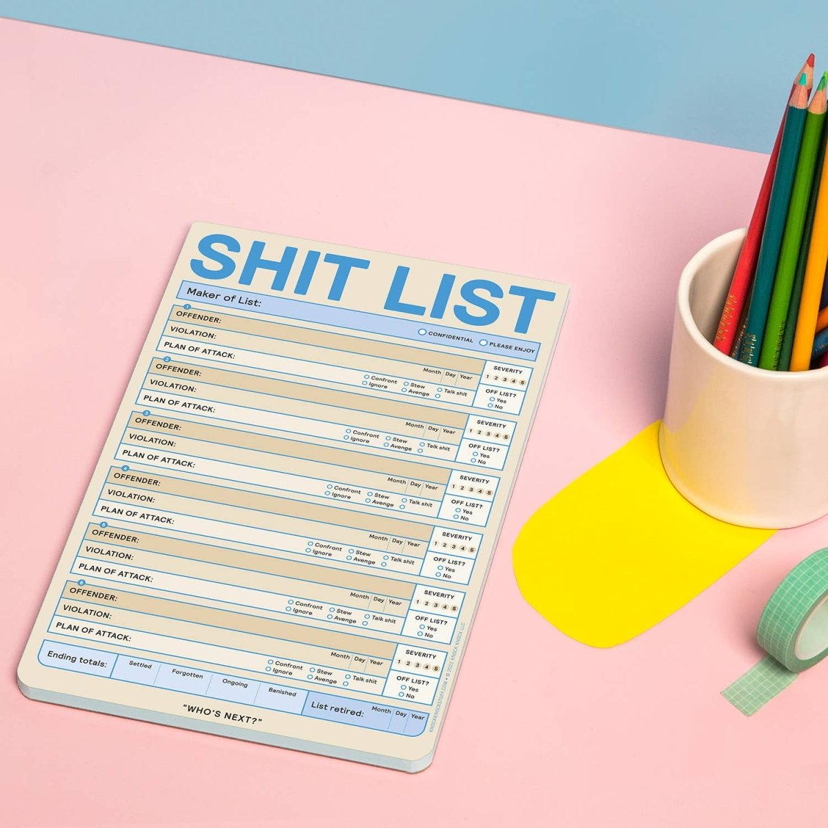 Knock Knock - Shit List Pad (Pastel Version) - Purses & Pearls