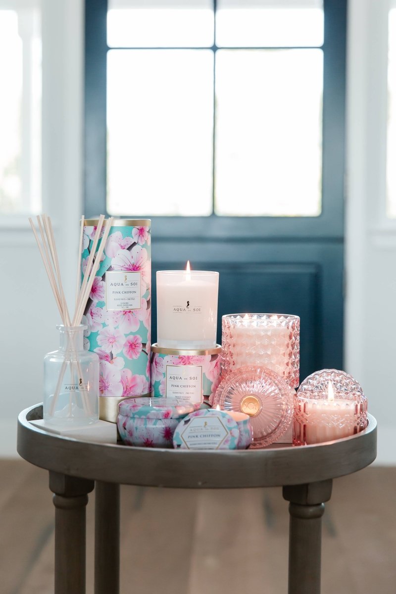 Pink Chiffon 8oz Petite Shimmer Candle - Purses & Pearls