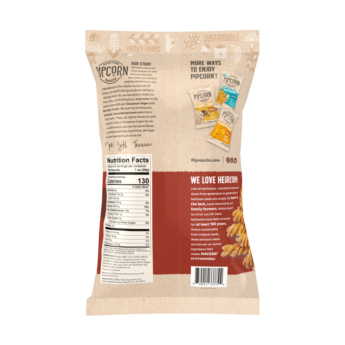 Pipcorn - Cinnamon Sugar Twists 4.5 Oz - Purses & Pearls