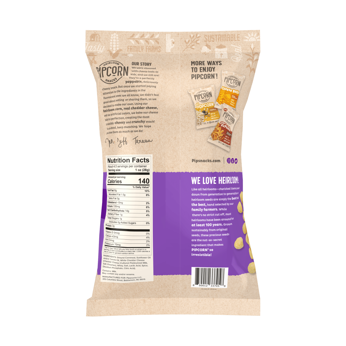 Pipcorn - White Cheddar Cheese Balls, 4.5oz - Purses & Pearls