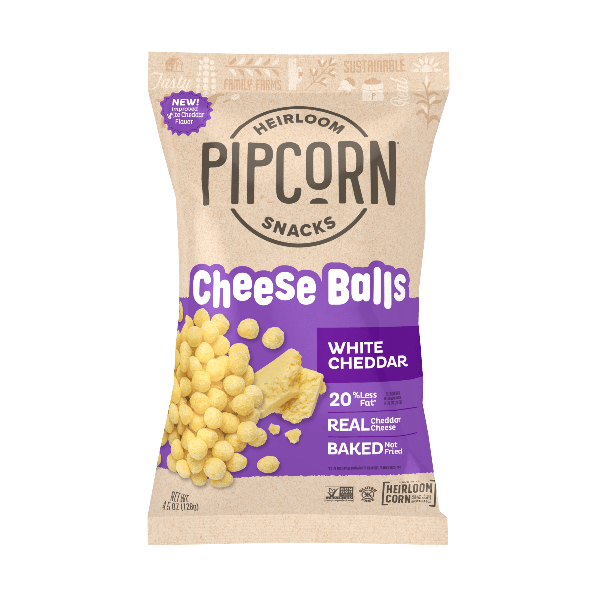 Pipcorn - White Cheddar Cheese Balls, 4.5oz - Purses & Pearls
