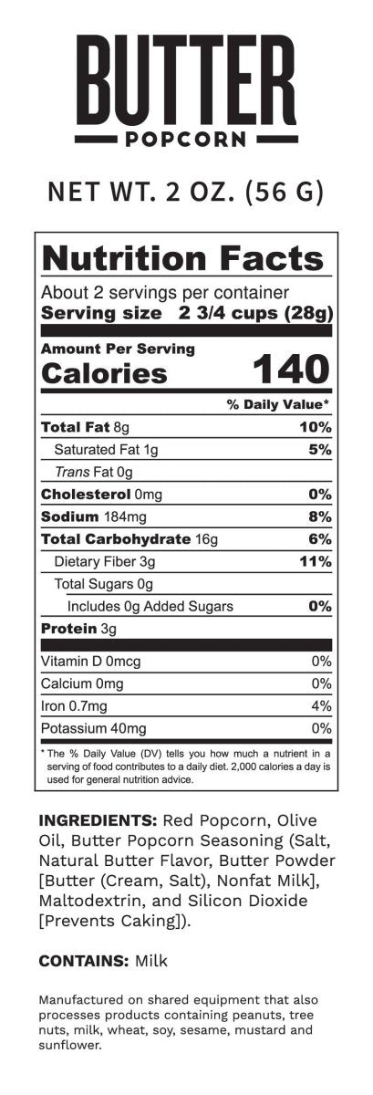 Pop Daddy Snacks - Pop Daddy – Natural Butter Flavored Popcorn 2.0oz - Purses & Pearls