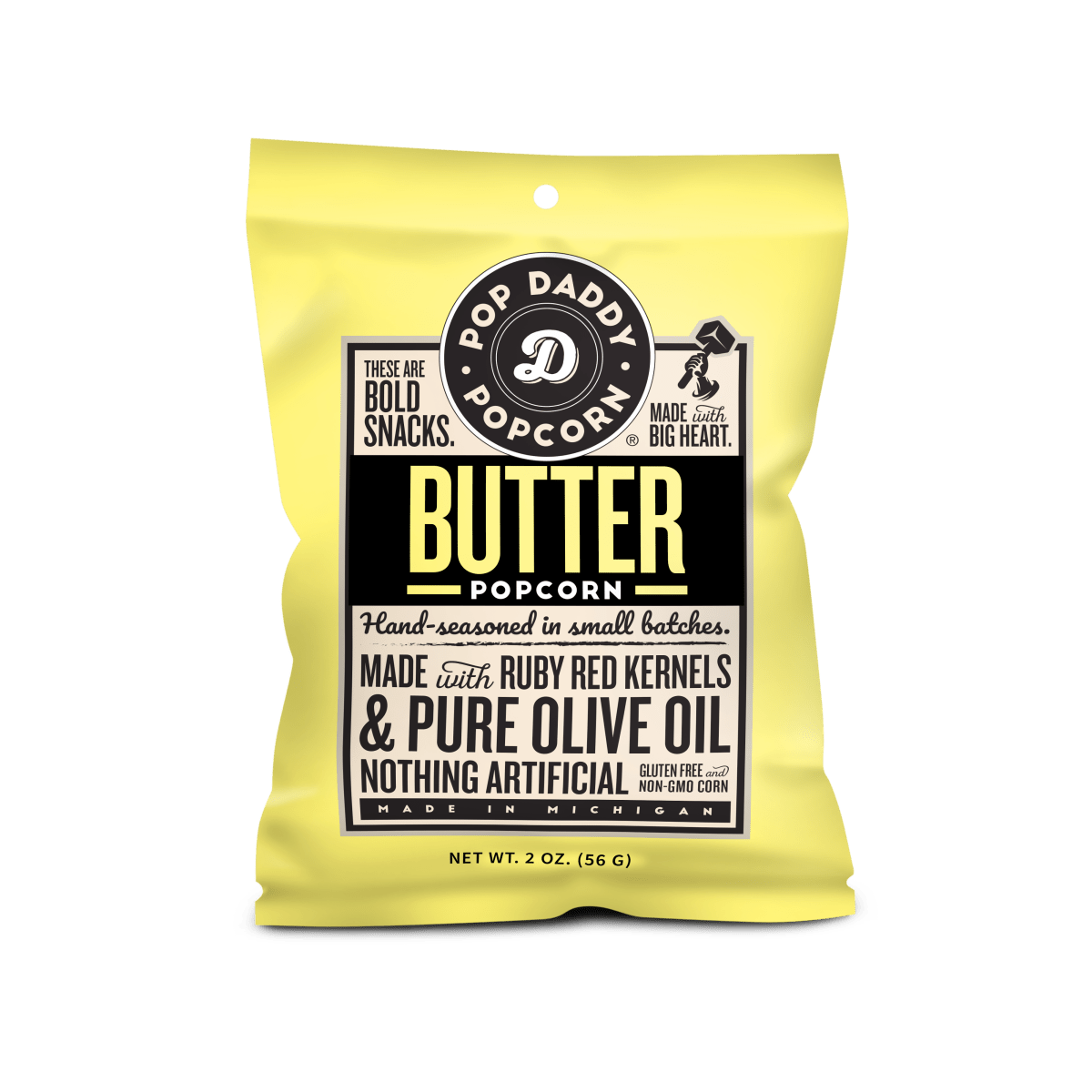 Pop Daddy Snacks - Pop Daddy – Natural Butter Flavored Popcorn 2.0oz - Purses & Pearls