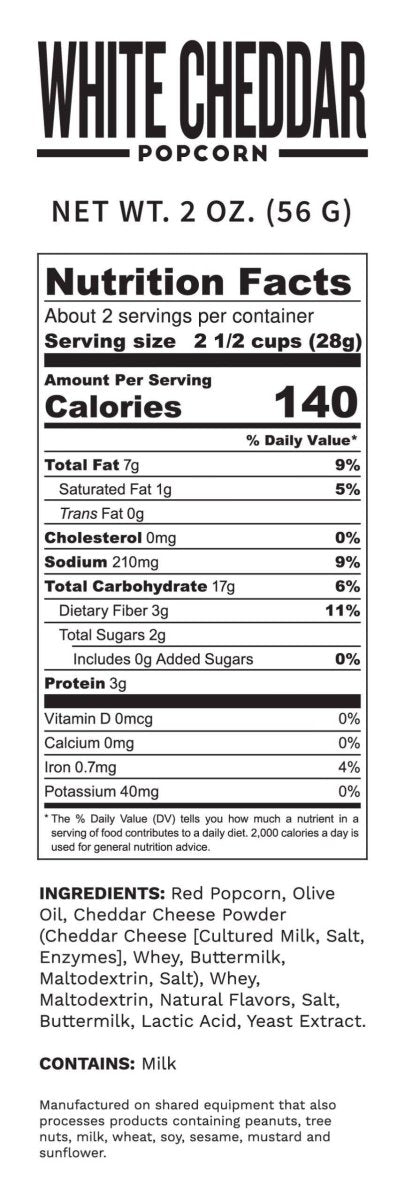 Pop Daddy Snacks - Pop Daddy – Real White Cheddar Flavored Popcorn 2.0oz - Purses & Pearls