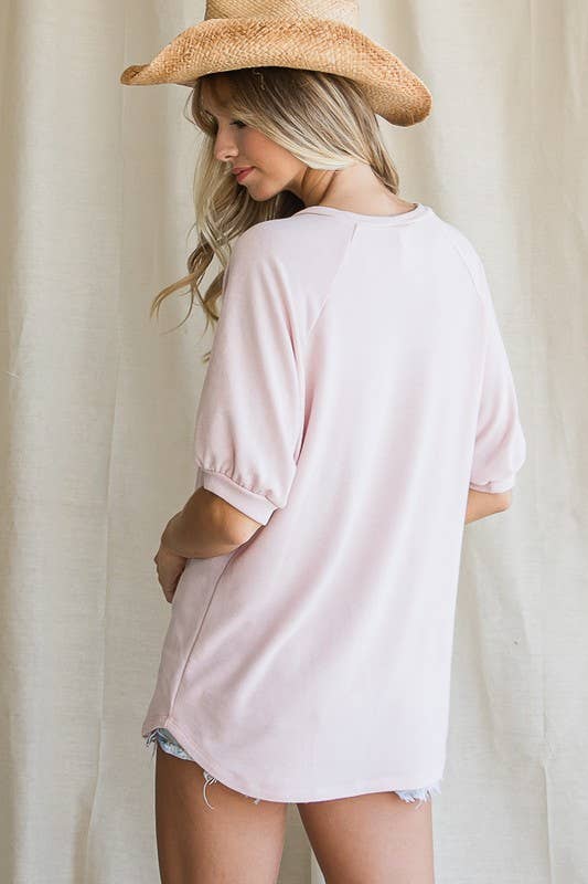 Raglan Sleeve Top in Blush - Purses & Pearls