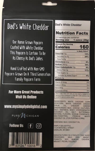 Simply Delightful - Dad's White Cheddar Popcorn - Purses & Pearls