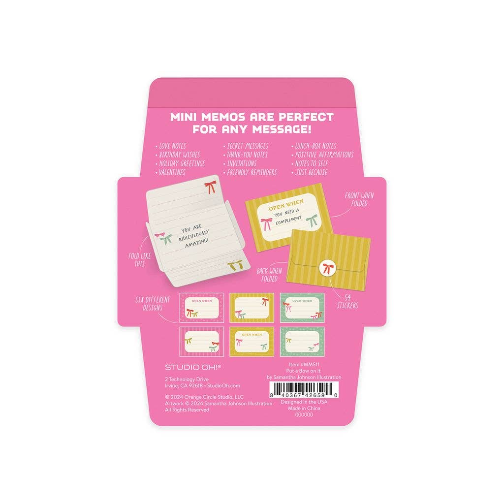 Studio Oh! - Put a Bow on It Mini Memos with Stickers - Purses & Pearls