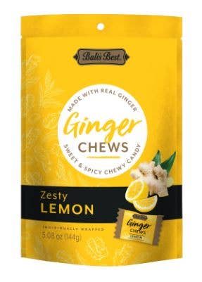 Sunflower Food Company - BALI’S BEST GINGER CHEWS – LEMON (5.08 OZ BAG) - Purses & Pearls