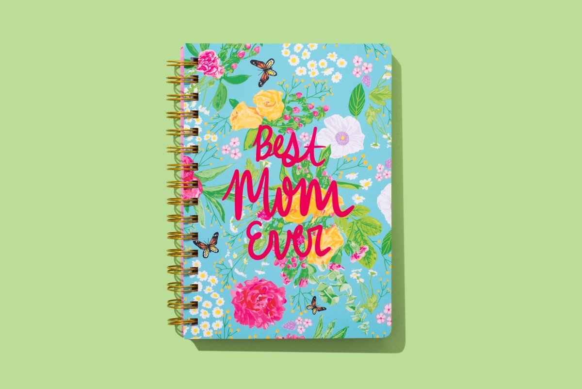 Taylor Elliott Designs - Spiral Notebook - "Best Mom Ever" - 200 Pages - Purses & Pearls