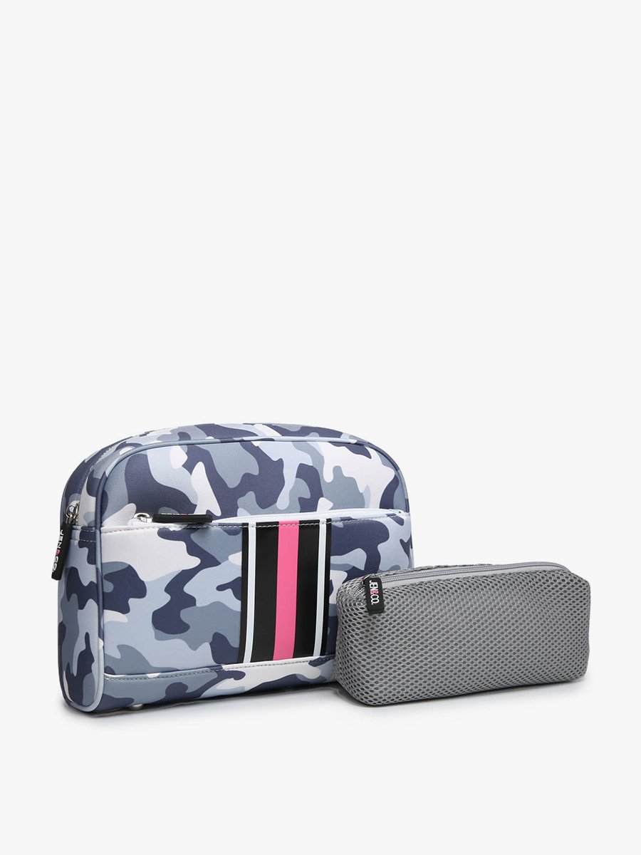 Toni Neoprene Striped Cosmetic Bag - Purses & Pearls