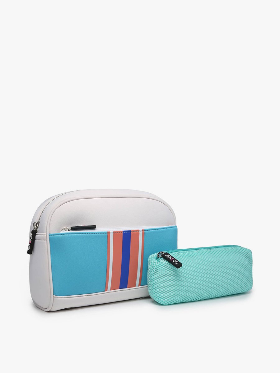 Toni Neoprene Striped Cosmetic Bag - Purses & Pearls