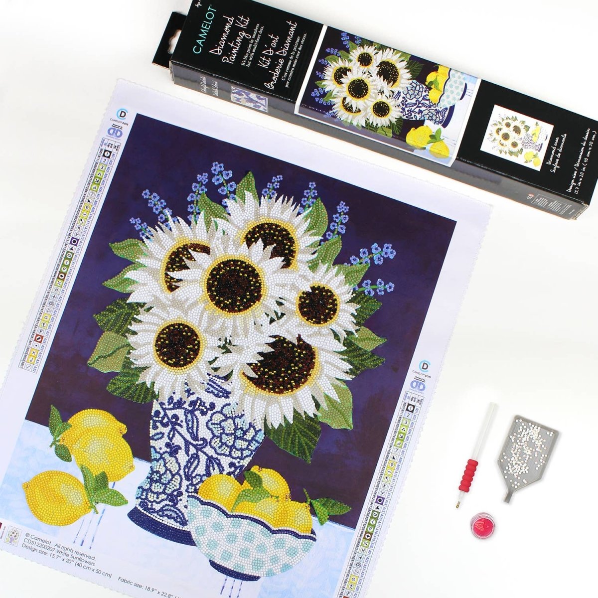 White Sunflowers Diamond Painting Kit - Purses & Pearls