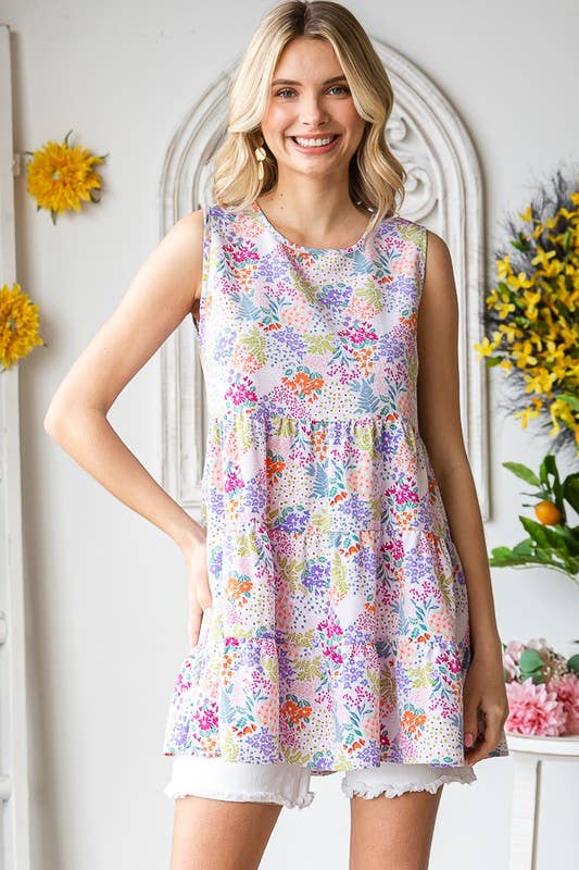 1 - HEIMISH - FLORAL TIERED TOP - Purses & Pearls