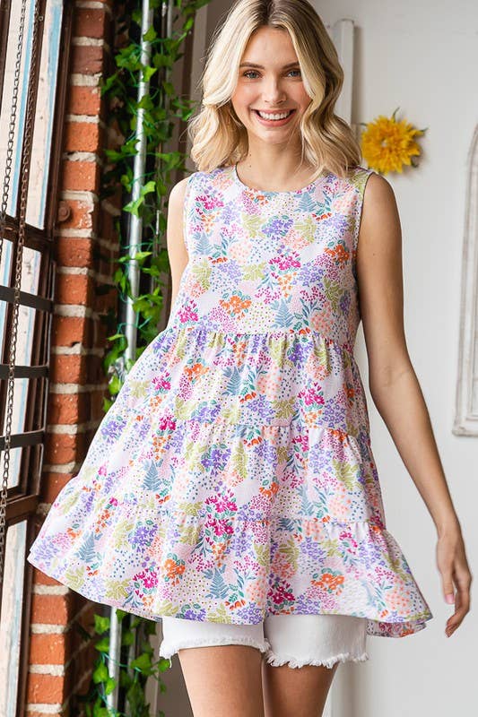 1 - HEIMISH - FLORAL TIERED TOP - Purses & Pearls
