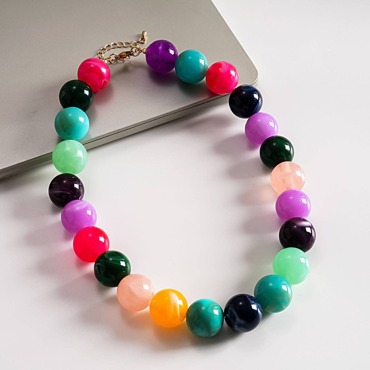 Acrylic Ombré Beaded Statement Necklace
