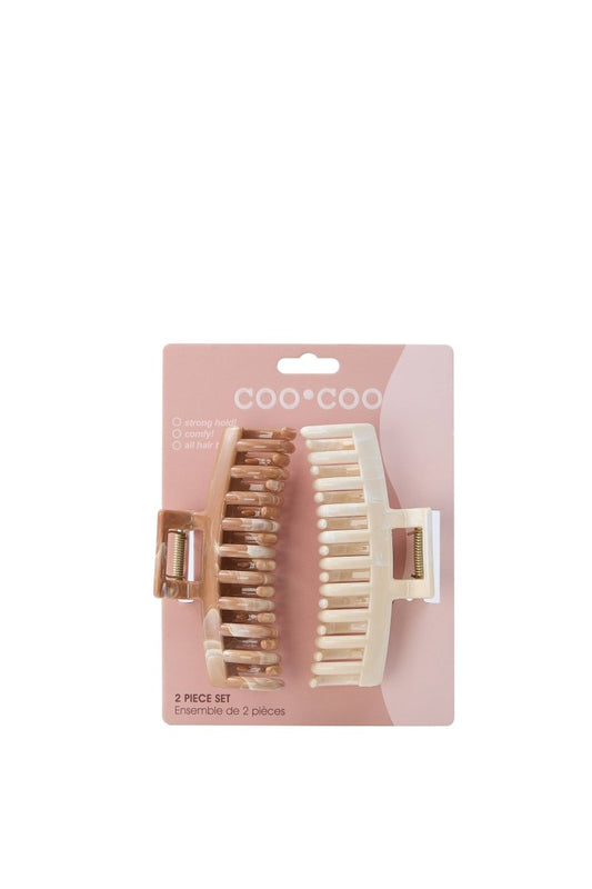 2 PC Wide Grip Claw Clip - Stone/Beige - Purses & Pearls
