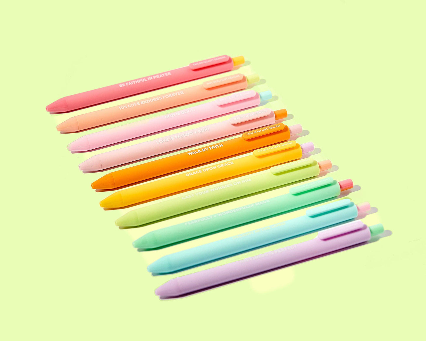 Taylor Elliott Designs - Gel Pen Set - Motivational - Faith - Asst Colors - 10 Pc Set