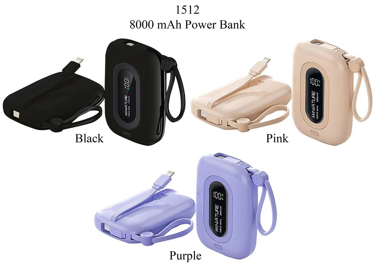Tech Trendz - 8000 mAh Power Bank w/Cables