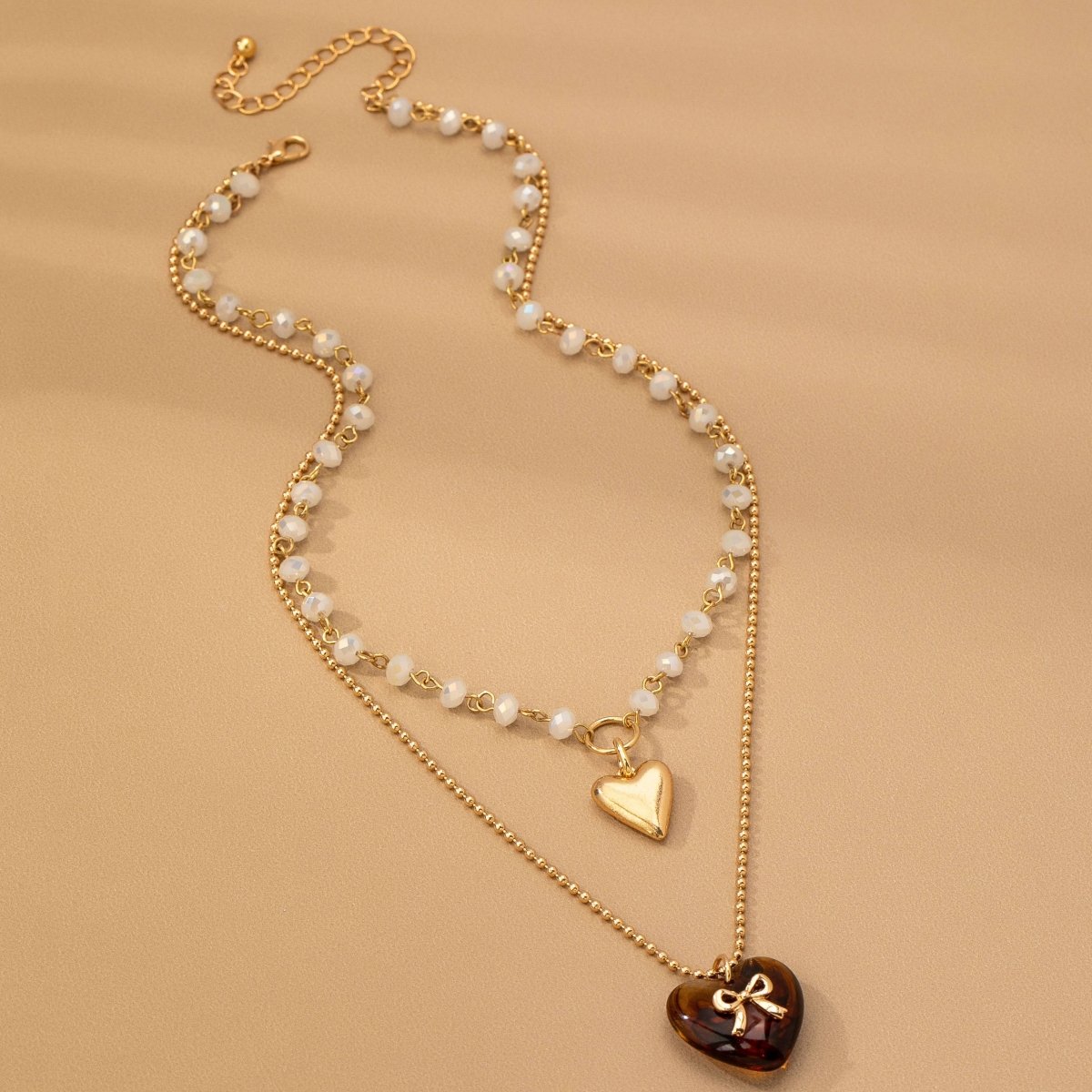 4 MULTI LAYER DOUBLE HEART CHARM NECKLACE - Purses & Pearls