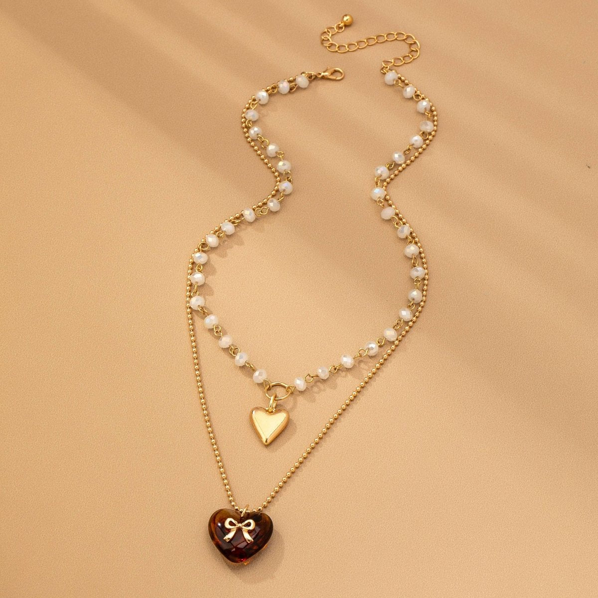 4 MULTI LAYER DOUBLE HEART CHARM NECKLACE - Purses & Pearls
