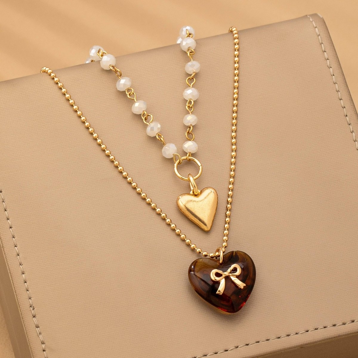 4 MULTI LAYER DOUBLE HEART CHARM NECKLACE - Purses & Pearls