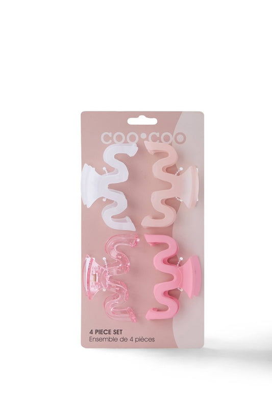4 PC Butterfly Squiggle Claw - Bubblegum - Purses & Pearls