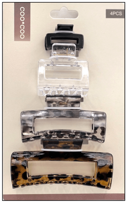 4 PC Size Assorted Claw - Clear Leopard - Purses & Pearls