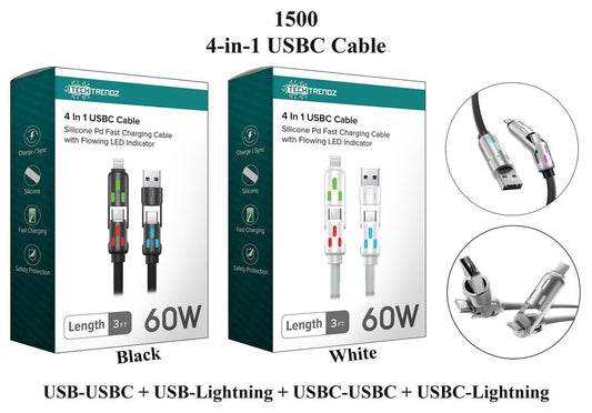 4in1 USBC Light up Charging Cable - Purses & Pearls