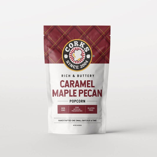 Corks Popcorn - Rich and Buttery Caramel Maple Pecan Popcorn - 8.0oz